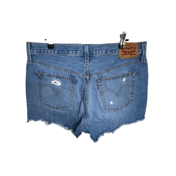Levi’s 501 Distressed Denim High Rise Light Wash Cut Off Shorts - Picture 5 of 6
